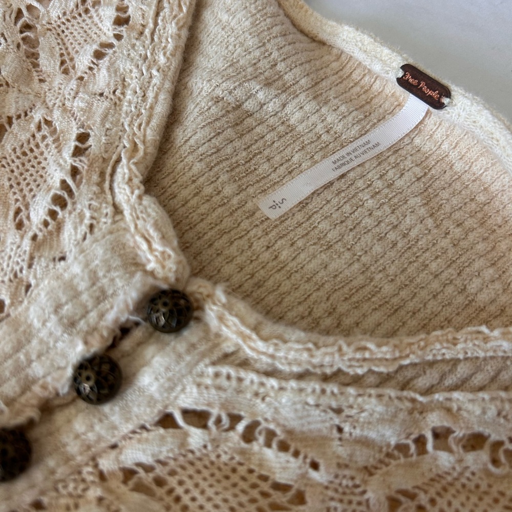 Free People Come On Over Henley - Tan/Cream color - Picture 2 of 4